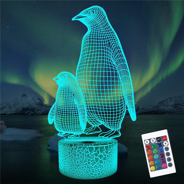 Lampada 3D LED a forma di pinguino