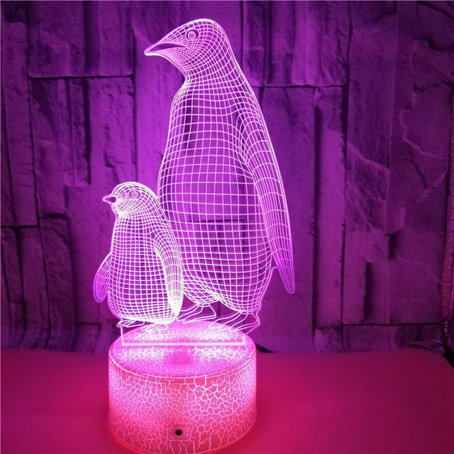 Lampada 3D LED a forma di pinguino