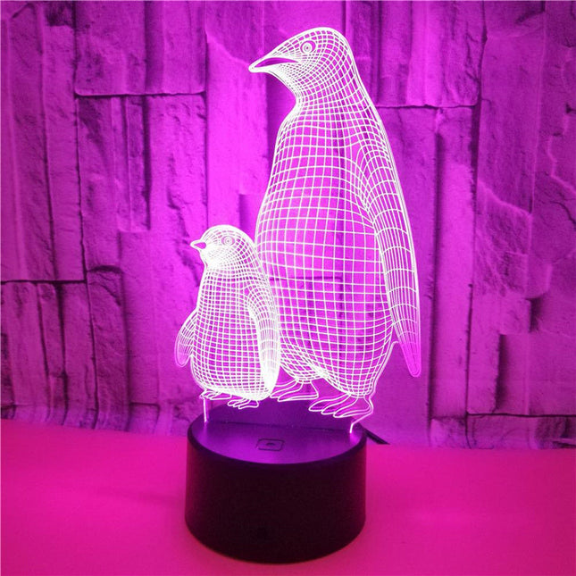 Lampada 3D LED a forma di pinguino