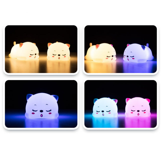 Luce notturna gatto in silicone tattile