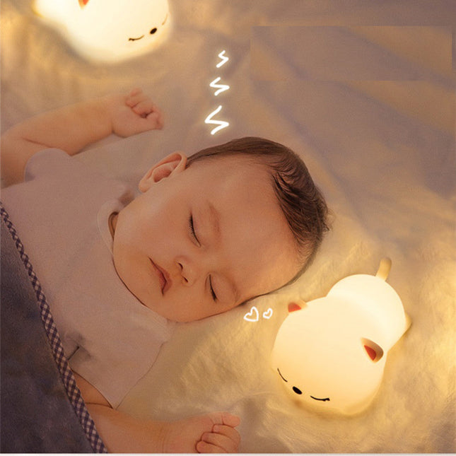 Luce notturna gatto in silicone tattile