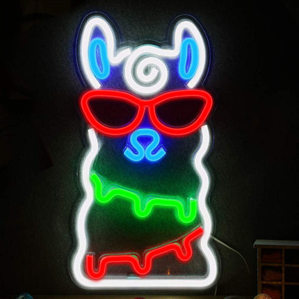 Insegna neon LED alpaca colorato