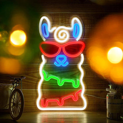 Insegna neon LED alpaca colorato