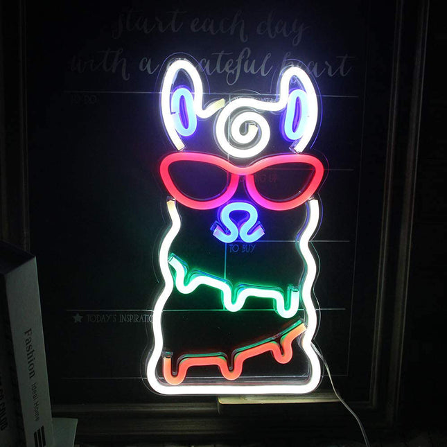 Insegna neon LED alpaca colorato