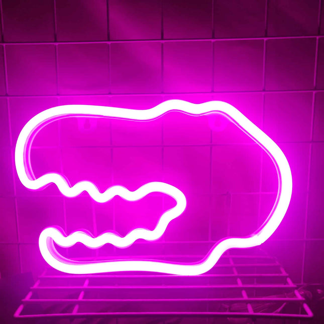 Insegna luminosa neon a forma dinosauro