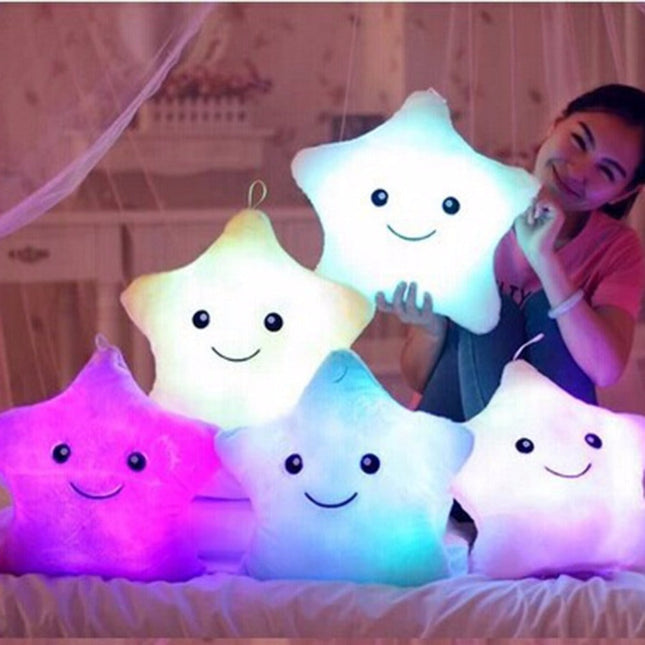 Cuscino peluche luminoso colorato a stella