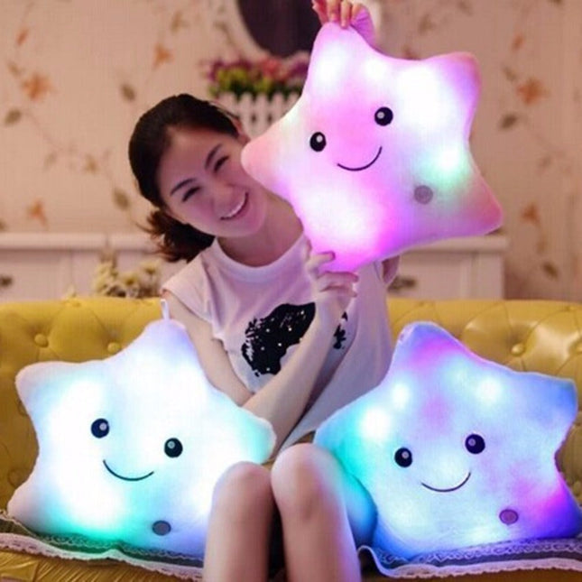 Cuscino peluche luminoso colorato a stella