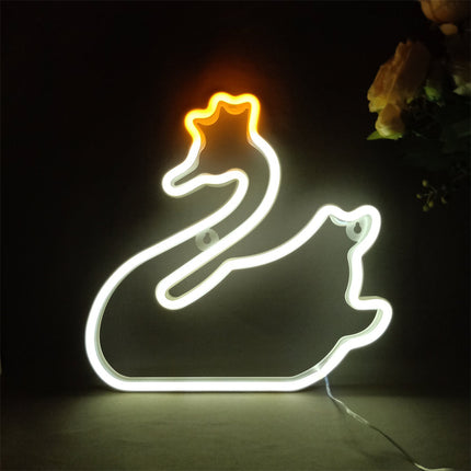 Insegna luminosa neon a forma cigno