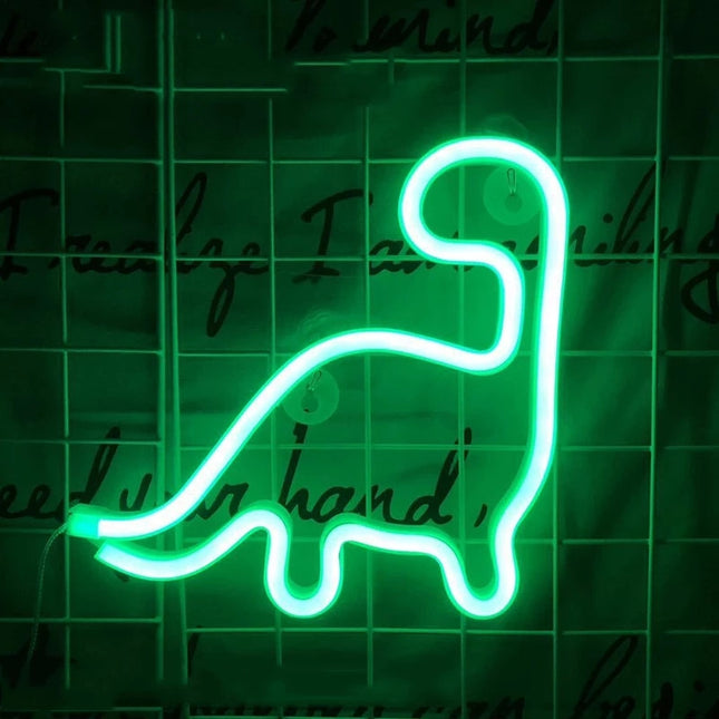 Insegna luminosa a neon forma dinosauro