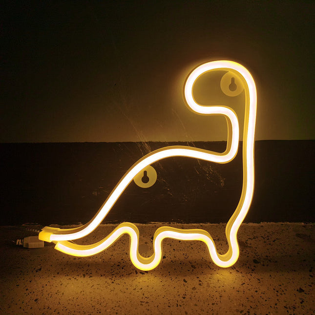 Insegna luminosa a neon forma dinosauro