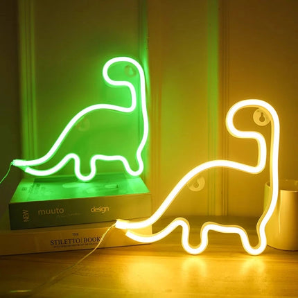 Insegna luminosa a neon forma dinosauro