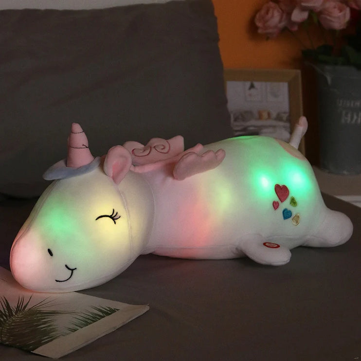 Peluche unicorno luminoso con luci LED