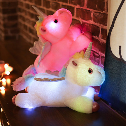 Peluche unicorno alato con luce notturna