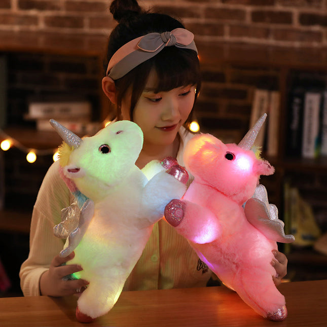 Peluche unicorno alato con luce notturna