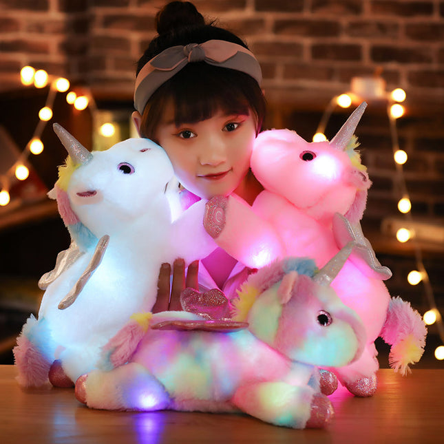 Peluche unicorno alato con luce notturna