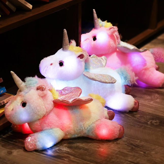 Peluche unicorno alato con luce notturna