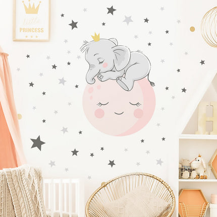 Sticker murale luminoso elefante sulla luna