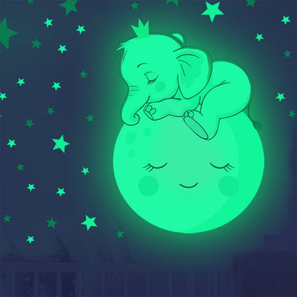 Sticker murale luminoso elefante sulla luna
