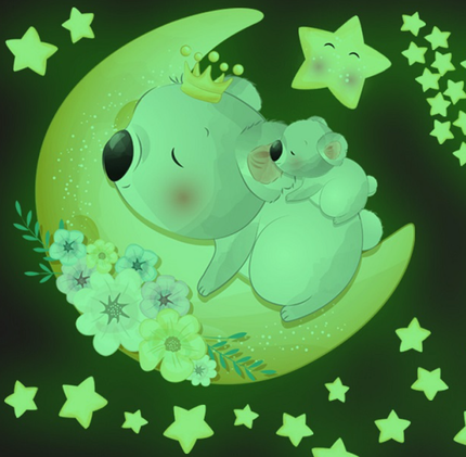 Adesivi murali fluorescenti koala e stelle