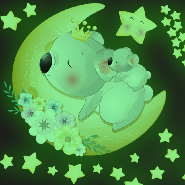 Adesivi murali fluorescenti koala e stelle