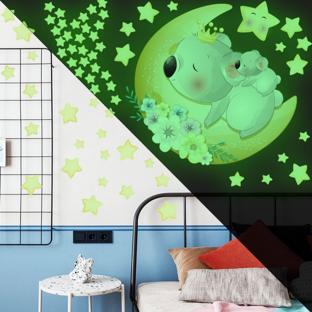 Adesivi murali fluorescenti koala e stelle
