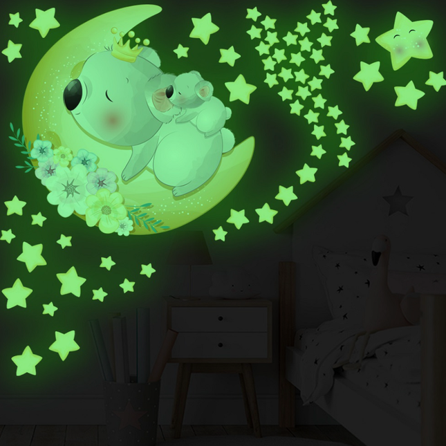 Adesivi murali fluorescenti koala e stelle