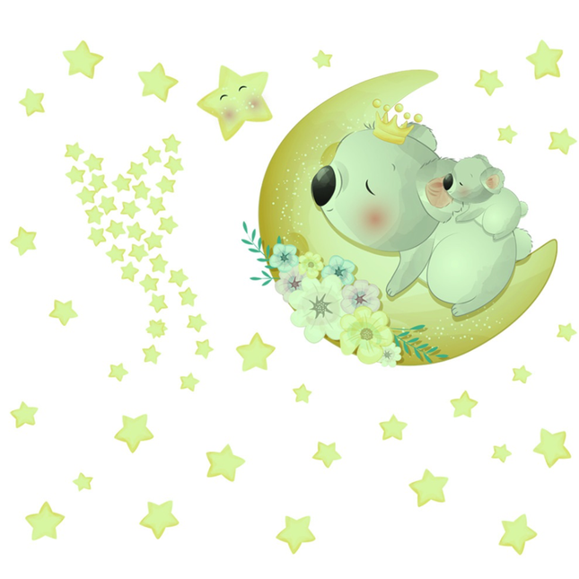 Adesivi murali fluorescenti koala e stelle