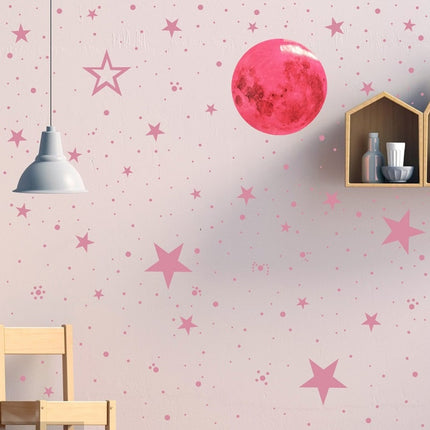 Adesivi murali fluorescenti rosa luna stelle