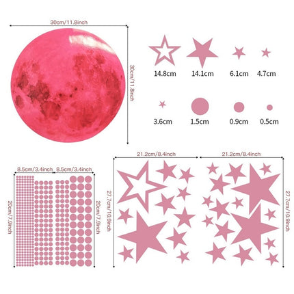 Adesivi murali fluorescenti rosa luna stelle