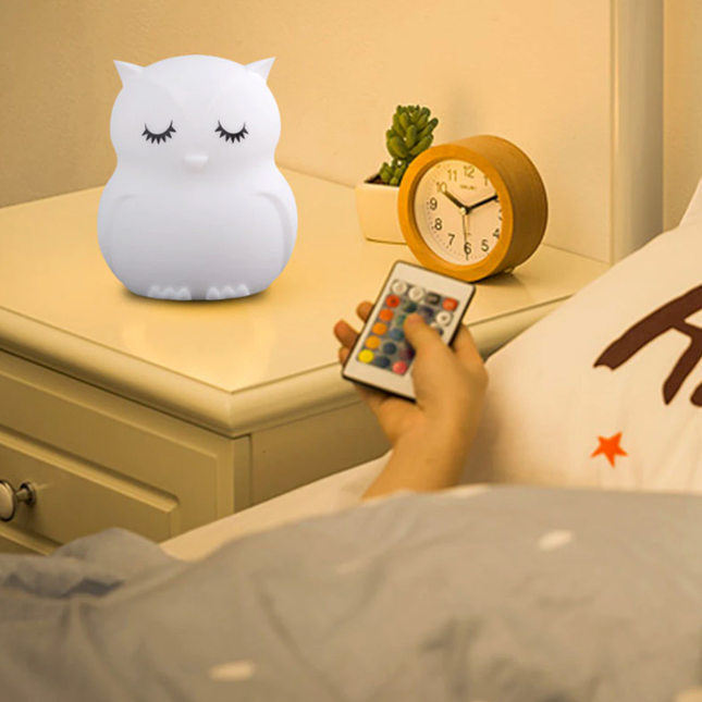 Luce notturna gufo ricaricabile con telecomando