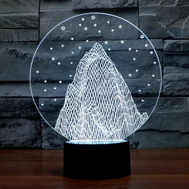 Lampada 3D illusione ottica montagna stellata