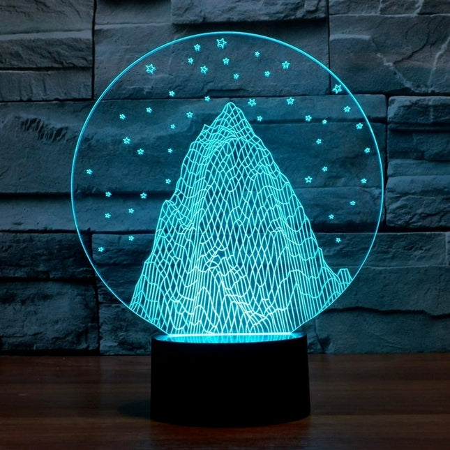 Lampada 3D illusione ottica montagna stellata