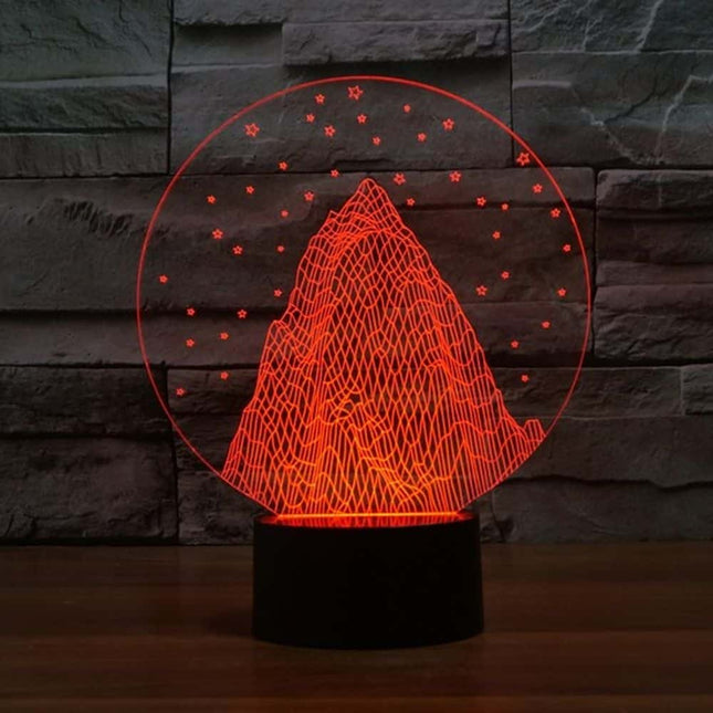 Lampada 3D illusione ottica montagna stellata