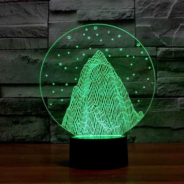 Lampada 3D illusione ottica montagna stellata