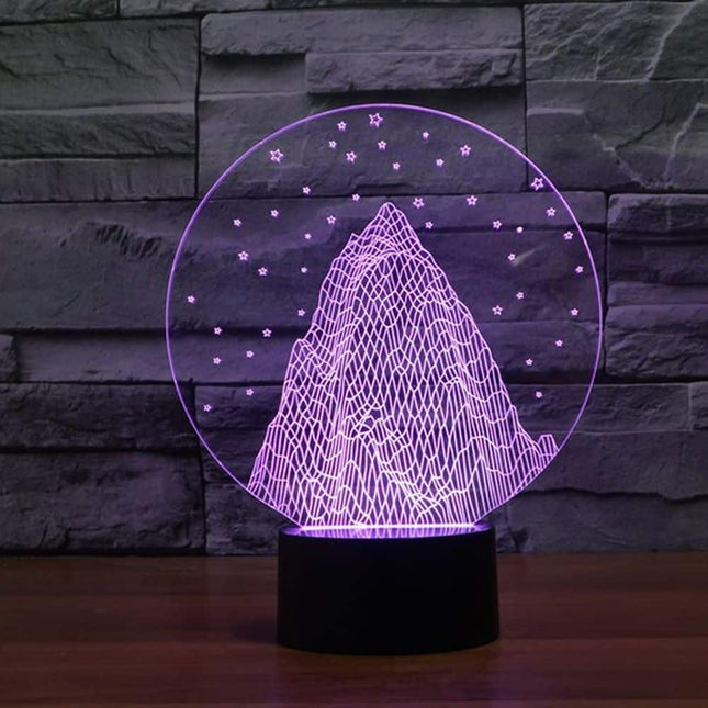 Lampada 3D illusione ottica montagna stellata
