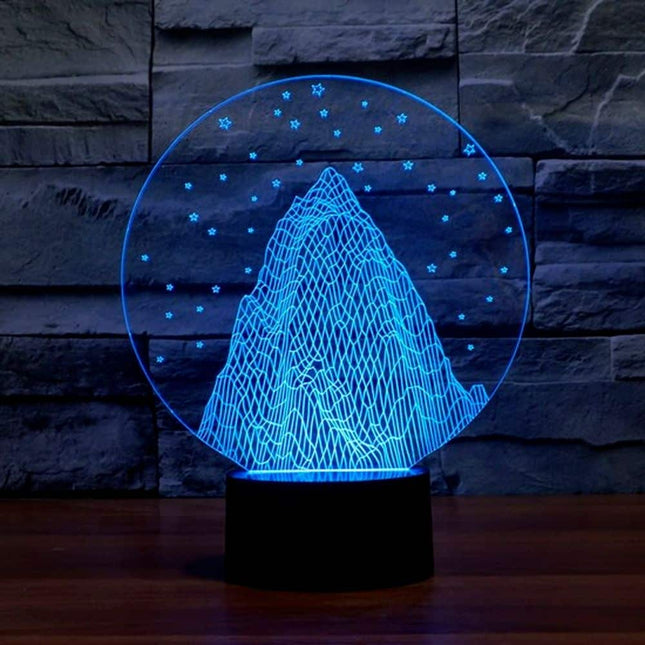 Lampada 3D illusione ottica montagna stellata