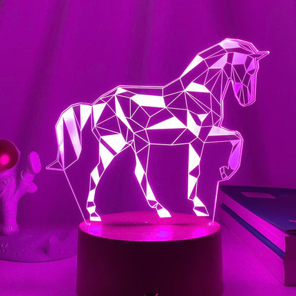Lampada 3D illusione ottica a cavallo