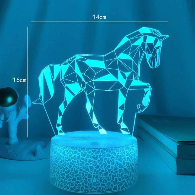 Lampada 3D illusione ottica a cavallo