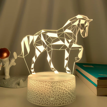 Lampada 3D illusione ottica a cavallo