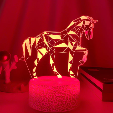 Lampada 3D illusione ottica a cavallo