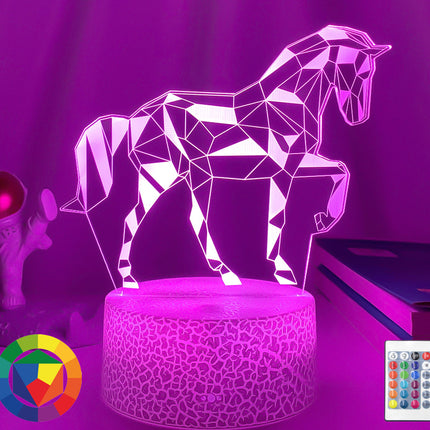 Lampada 3D illusione ottica a cavallo