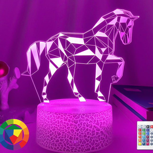 Lampada 3D illusione ottica a cavallo