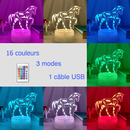 Lampada 3D illusione ottica a cavallo