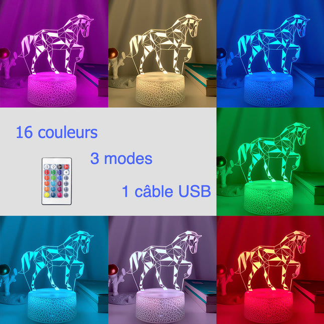 Lampada 3D illusione ottica a cavallo