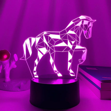 Lampada 3D illusione ottica a cavallo