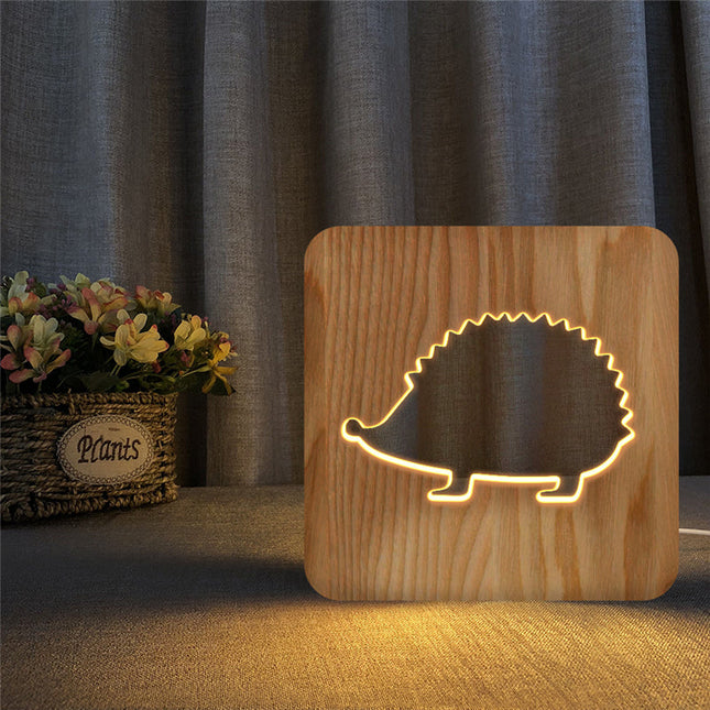 Lampada da comodino design riccio in legno