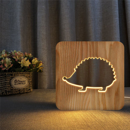 Lampada da comodino design riccio in legno