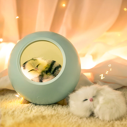 Lampada notturna gatto in cuccia ricaricabile