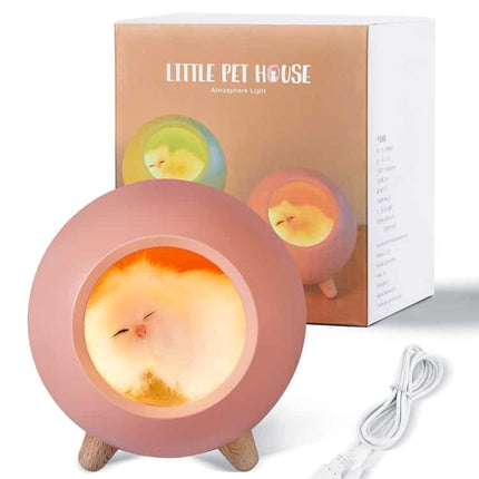 Lampada notturna gatto in cuccia ricaricabile