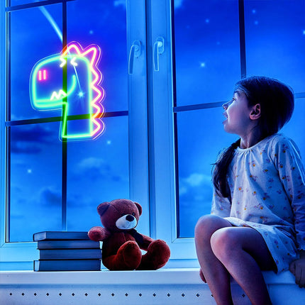 Lampada neon LED dinosauro T-Rex verde